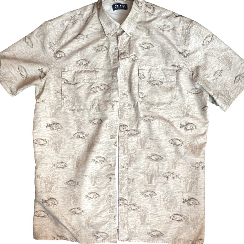 CHAPS by Ralph Lauren Fish Print BEIGE & BROWN Shirt